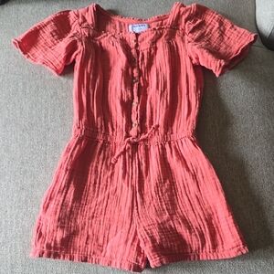 Old Navy Pink Romper with Puff Sleeves and Drawstring Waist